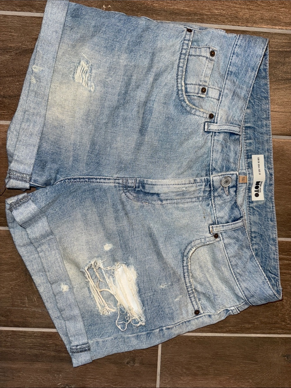 Topshop PETITE Light Blue Distressed Denim Shorts